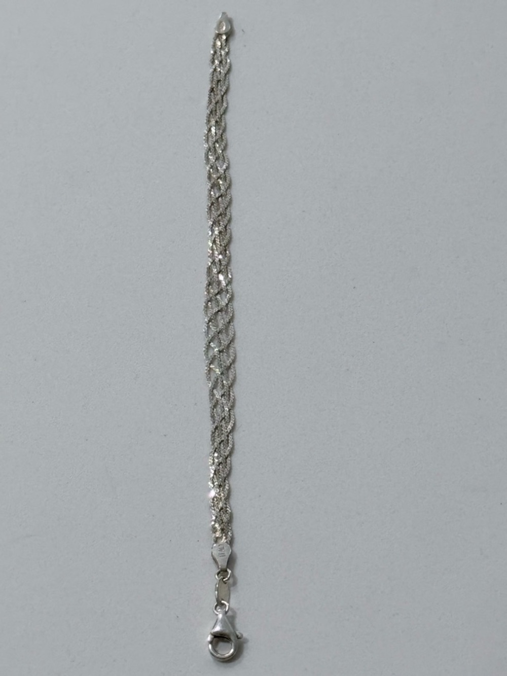 925 Sterling Silver Braided Chain Bracelet - Silver